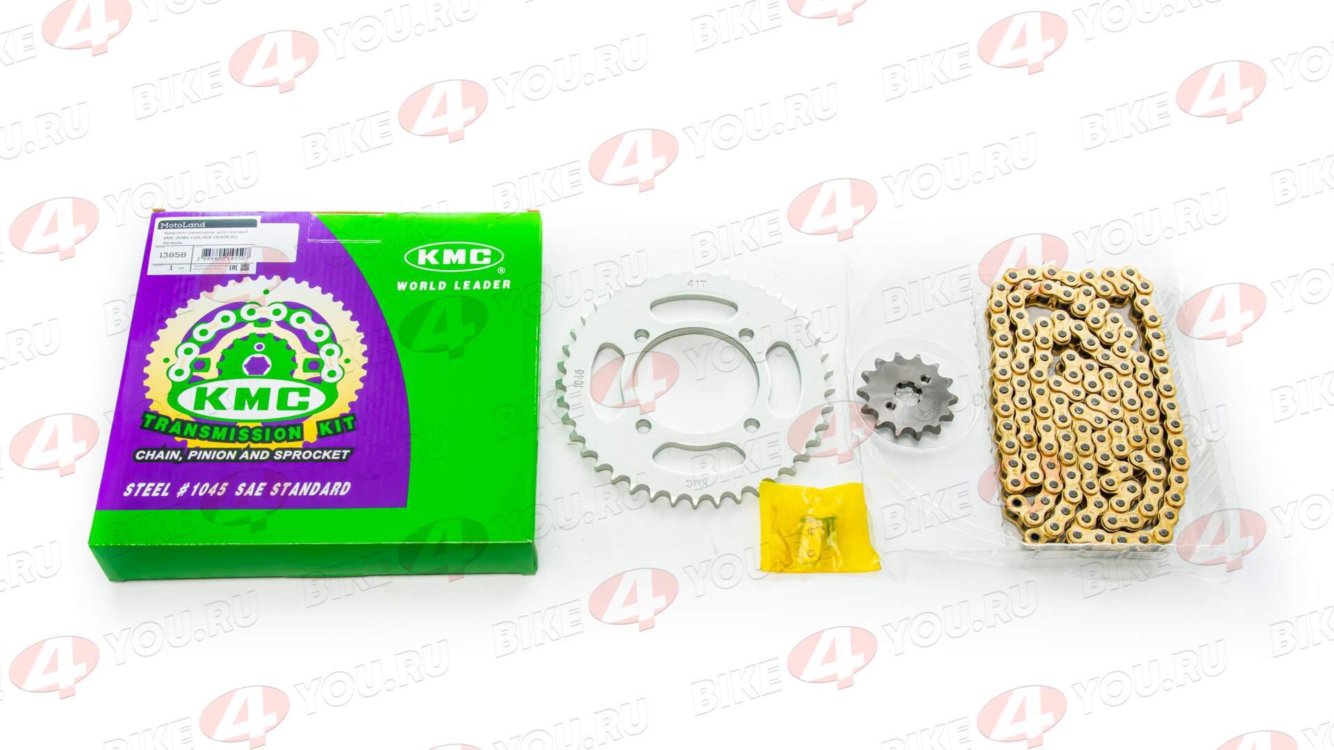 Приводная цепь+звезды (комплект)   428H-132L/428-14/428-41 KMC Питбайк